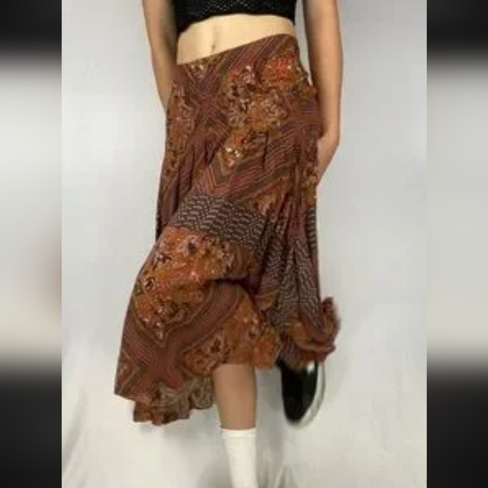 Free People Asymmetrical Skirt in Earthy Tones
